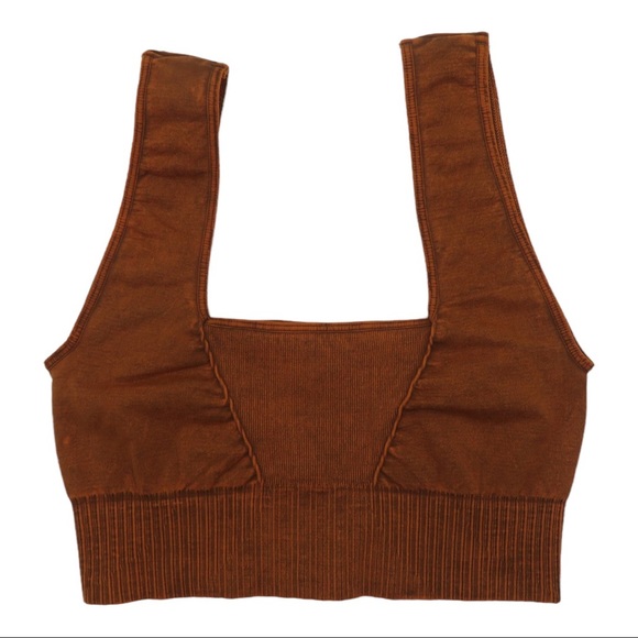 Brown Free People Good Karma Square Neck Bra - Picture 2 of 6